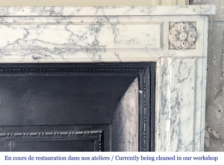 Louis XVI style molded Arabescato marble mantel Louis XVI style molded Arabescato marble mantel-6