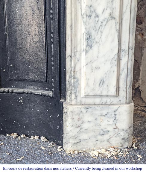 Louis XVI style molded Arabescato marble mantel Louis XVI style molded Arabescato marble mantel-7