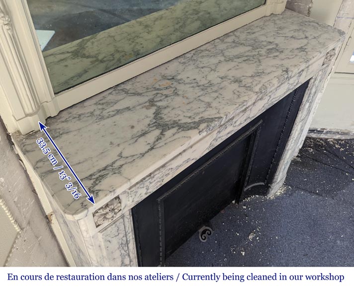 Louis XVI style molded Arabescato marble mantel Louis XVI style molded Arabescato marble mantel-8