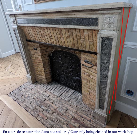 Louis XVI period stone and marble mantel Louis XVI period stone and marble mantel-6