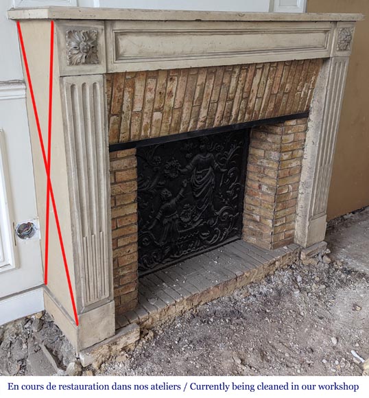 Louis XVI period mantel with fluted stone legs Louis XVI period mantel with fluted stone legs-2