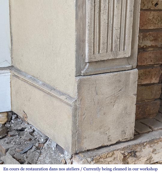 Louis XVI period mantel with fluted stone legs Louis XVI period mantel with fluted stone legs-4