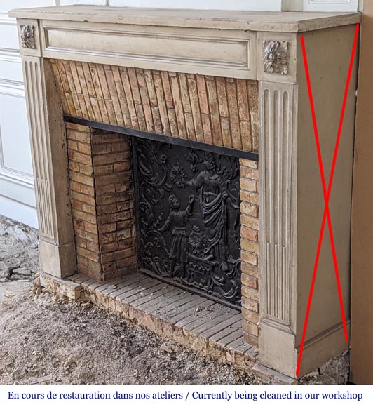 Louis XVI period mantel with fluted stone legs Louis XVI period mantel with fluted stone legs-5