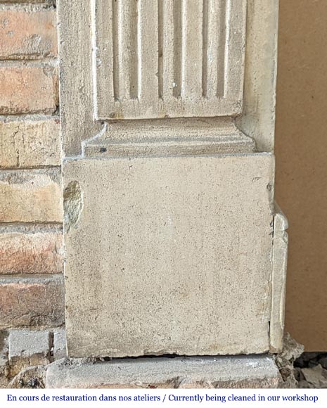 Louis XVI period mantel with fluted stone legs Louis XVI period mantel with fluted stone legs-7