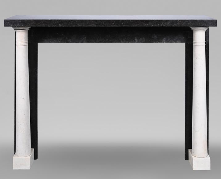 Directoire style mantel with detached columns in statuary marble and granite Directoire style mantel with detached columns in statuary marble and granite-0
