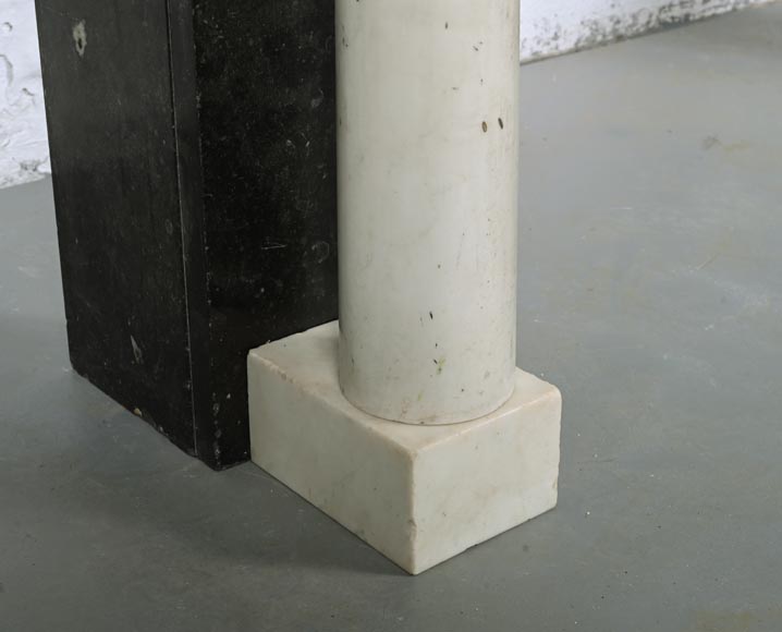 Directoire style mantel with detached columns in statuary marble and granite Directoire style mantel with detached columns in statuary marble and granite-4