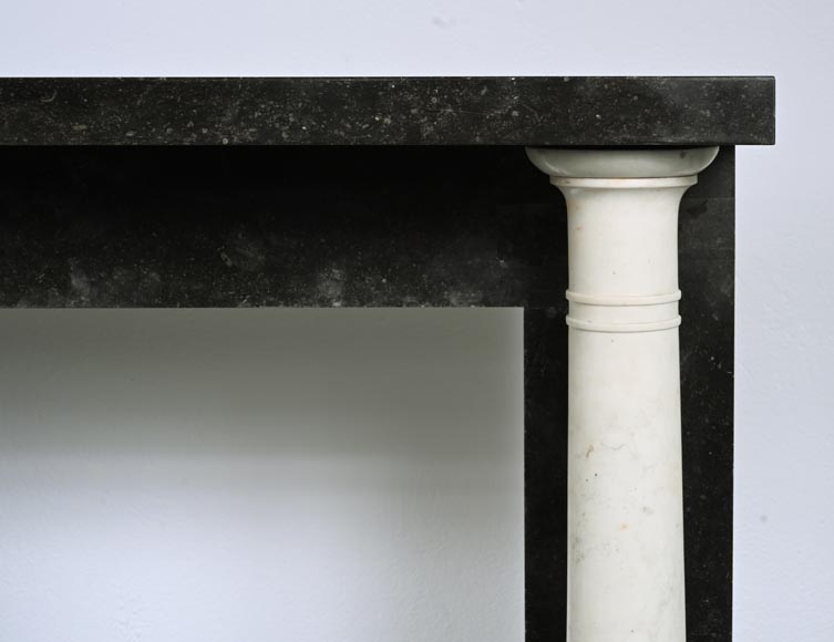 Directoire style mantel with detached columns in statuary marble and granite Directoire style mantel with detached columns in statuary marble and granite-6