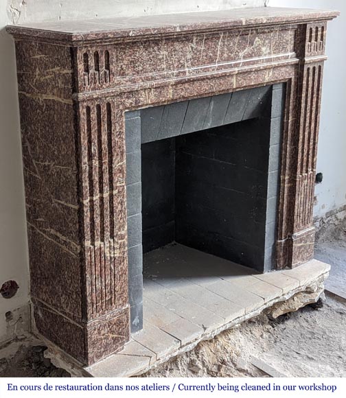 Small Louis XVI style mantel with Campan marble jambs Small Louis XVI style mantel with Campan marble jambs-2