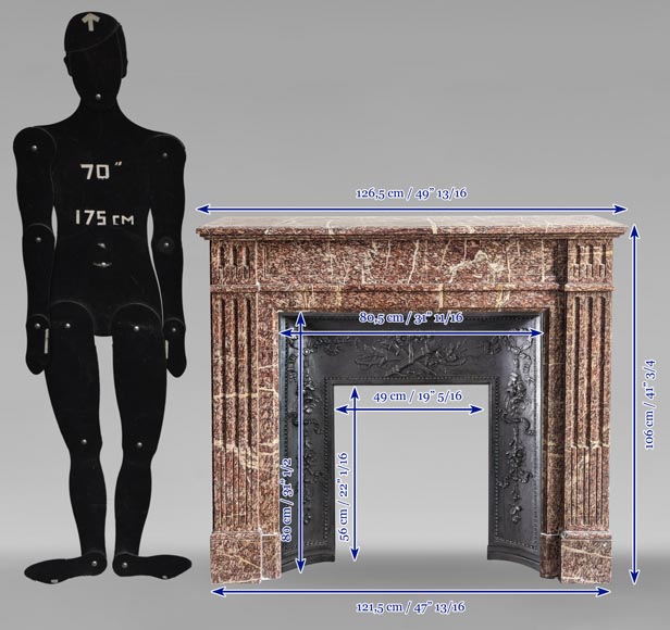 Small Louis XVI style mantel with Campan marble jambs Small Louis XVI style mantel with Campan marble jambs-9