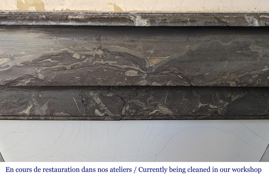 Napoleon III style mantel with modillions in Rouge du Nord marble-1