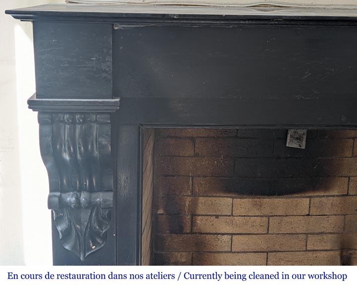 Napoleon III style mantel in black marble Napoleon III style mantel in black marble-3