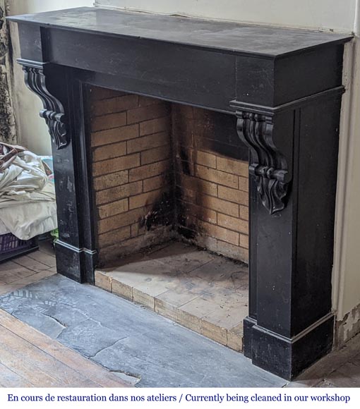 Napoleon III style mantel in black marble Napoleon III style mantel in black marble-6