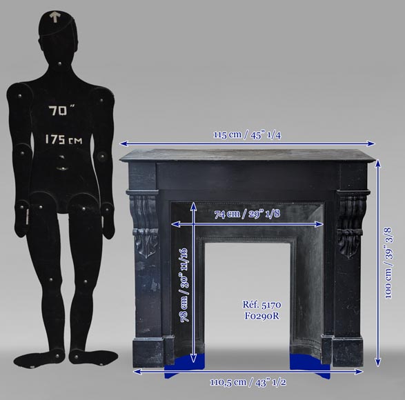 Napoleon III style mantel in black marble Napoleon III style mantel in black marble-10