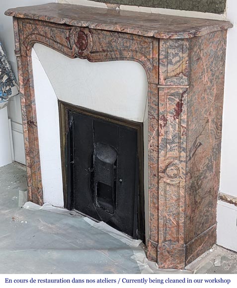 Louis XV style Pompadour mantel in Enjugerais marble Louis XV style Pompadour mantel in Enjugerais marble-5