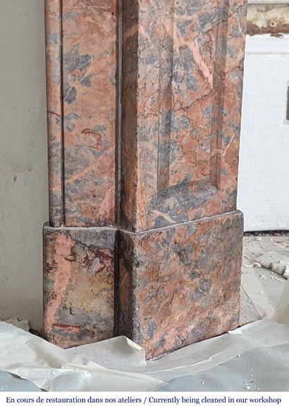 Louis XV style Pompadour mantel in Enjugerais marble Louis XV style Pompadour mantel in Enjugerais marble-7