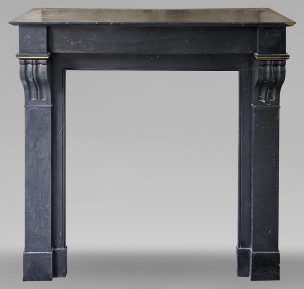 Napoleon III style mantel with modillion in fine black Belgian marble Napoleon III style mantel with modillion in fine black Belgian marble-0