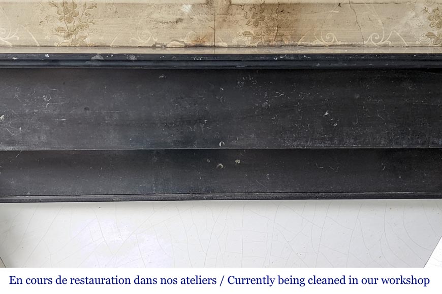Napoleon III style mantel with modillion in fine black Belgian marble Napoleon III style mantel with modillion in fine black Belgian marble-1