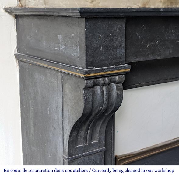 Napoleon III style mantel with modillion in fine black Belgian marble Napoleon III style mantel with modillion in fine black Belgian marble-3