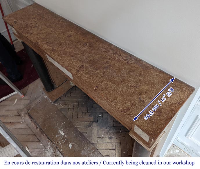 Two-tone Directoire-style granite mantel with detached black marble columns Two-tone Directoire-style granite mantel with detached black marble columns-9