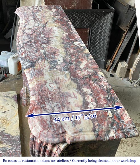 Regency style Pompadour mantelpiece, in Fleur de Pêcher marble Regency style Pompadour mantelpiece, in Fleur de Pêcher marble-8