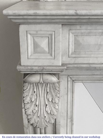 Napoleon III period fireplace with lion's paw feet, in Carrara marble-2