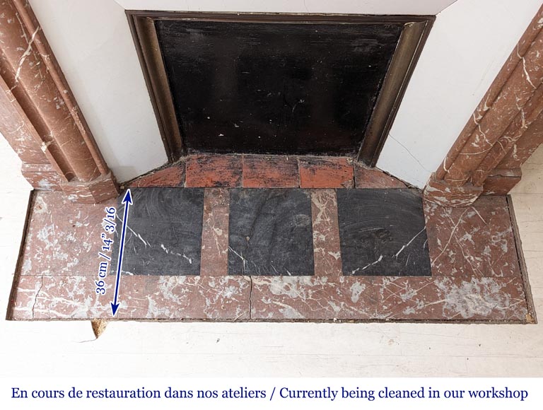 Louis XVI style mantel with acroterion in Rouge du Nord marble Louis XVI style mantel with acroterion in Rouge du Nord marble-8