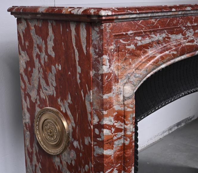 Louis XIV style mantel in red Languedoc marble Louis XIV style mantel in red Languedoc marble-2