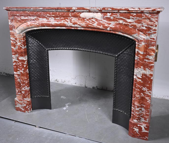 Louis XIV style mantel in red Languedoc marble Louis XIV style mantel in red Languedoc marble-5