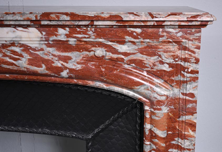 Louis XIV style mantel in red Languedoc marble Louis XIV style mantel in red Languedoc marble-6