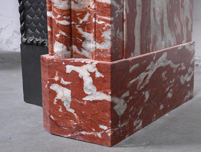 Louis XIV style mantel in red Languedoc marble Louis XIV style mantel in red Languedoc marble-7