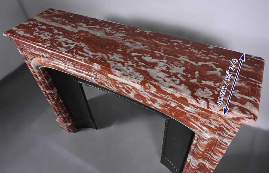 Louis XIV style mantel in red Languedoc marble Louis XIV style mantel in red Languedoc marble-9