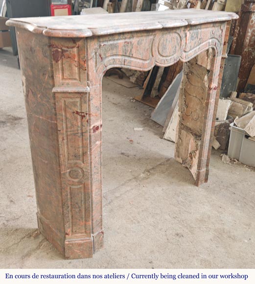 Louis XV style Pompadour mantel in Enjugerais marble Louis XV style Pompadour mantel in Enjugerais marble-2
