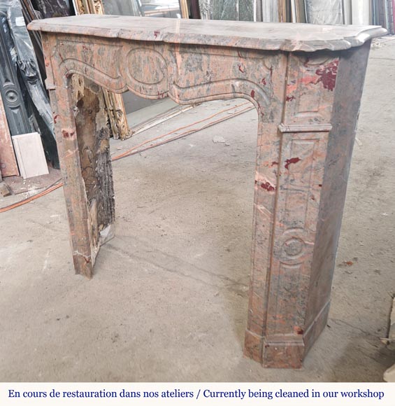 Louis XV style Pompadour mantel in Enjugerais marble Louis XV style Pompadour mantel in Enjugerais marble-5