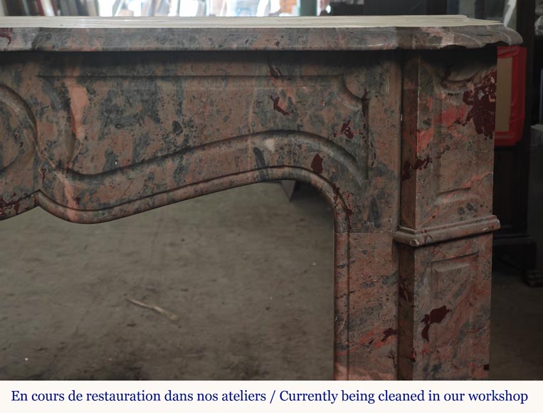 Louis XV style Pompadour mantel in Enjugerais marble Louis XV style Pompadour mantel in Enjugerais marble-6