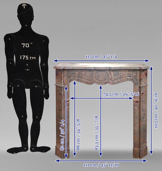 Louis XV style Pompadour mantel in Enjugerais marble Louis XV style Pompadour mantel in Enjugerais marble-8