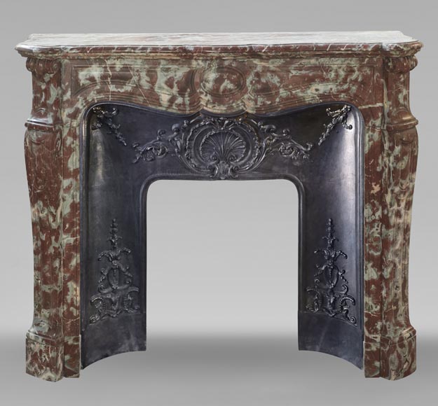Louis XV style Pompadour mantel in Rouge du Nord marble Louis XV style Pompadour mantel in Rouge du Nord marble-0