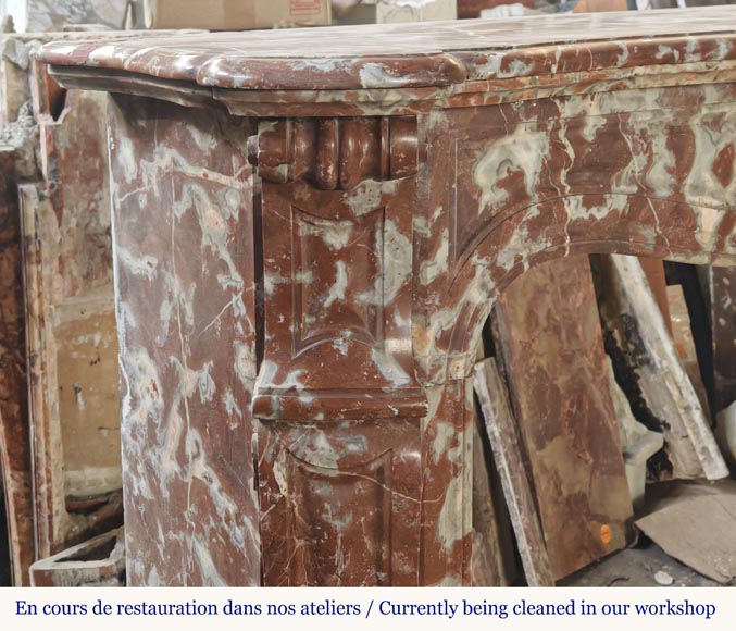 Louis XV style Pompadour mantel in Rouge du Nord marble Louis XV style Pompadour mantel in Rouge du Nord marble-3