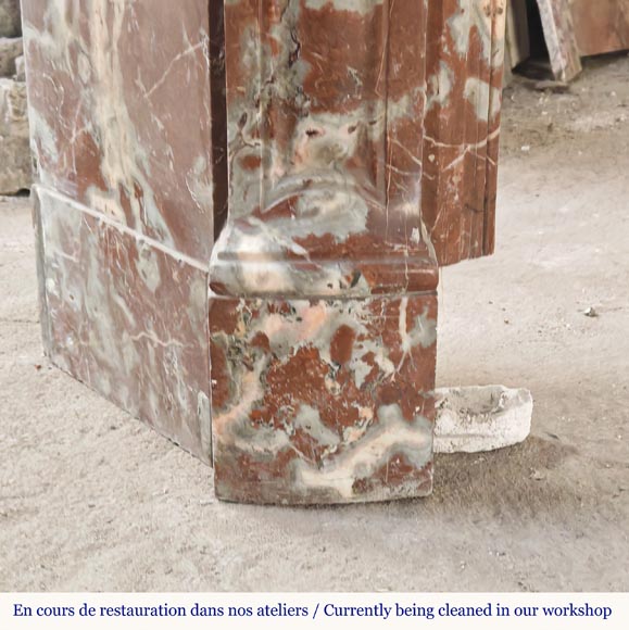 Louis XV style Pompadour mantel in Rouge du Nord marble Louis XV style Pompadour mantel in Rouge du Nord marble-4