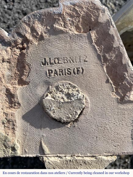 Loebnitz Paris, white ceramic stove with blue decoration Loebnitz Paris, white ceramic stove with blue decoration-7