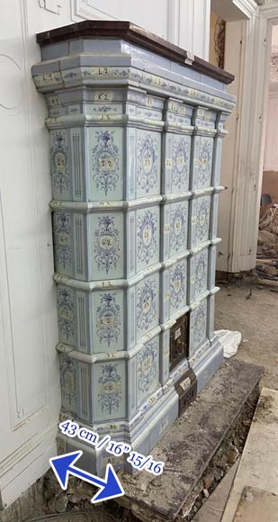 Loebnitz Paris, white ceramic stove with blue decoration Loebnitz Paris, white ceramic stove with blue decoration-8