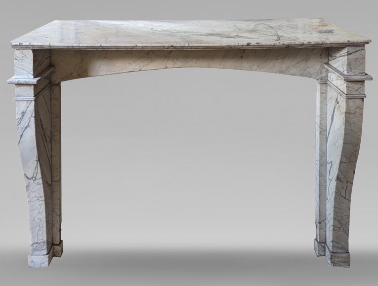 Restoration period mantel with console legs in veined Carrara marble Restoration period mantel with console legs in veined Carrara marble-0