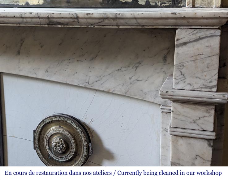 Restoration period mantel with console legs in veined Carrara marble Restoration period mantel with console legs in veined Carrara marble-3