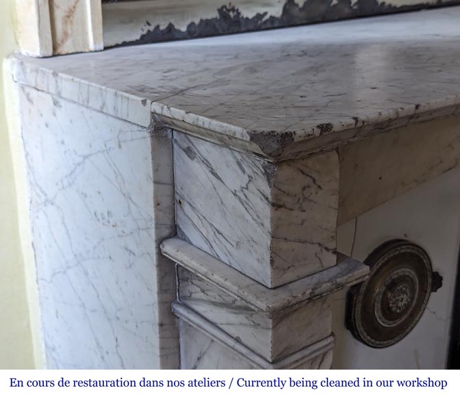 Restoration period mantel with console legs in veined Carrara marble Restoration period mantel with console legs in veined Carrara marble-6