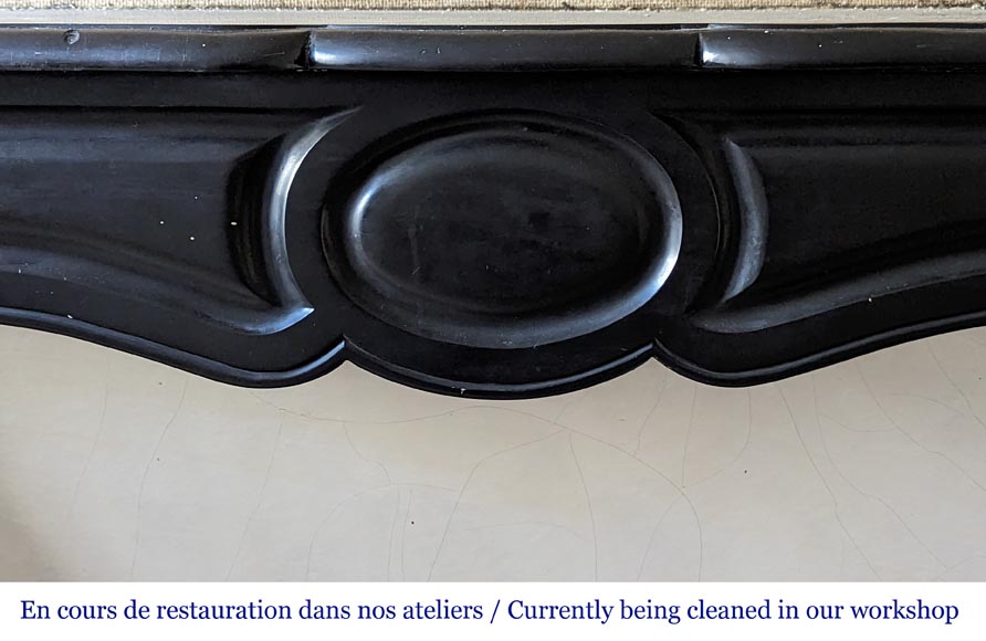 Louis XV style Pompadour mantel in fine black marble from Belgium Louis XV style Pompadour mantel in fine black marble from Belgium-1