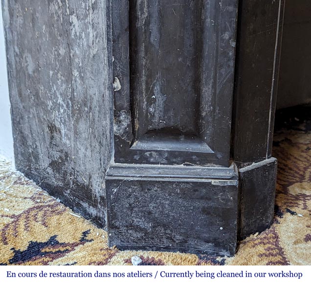 Louis XV style Pompadour mantel in fine black marble from Belgium Louis XV style Pompadour mantel in fine black marble from Belgium-4