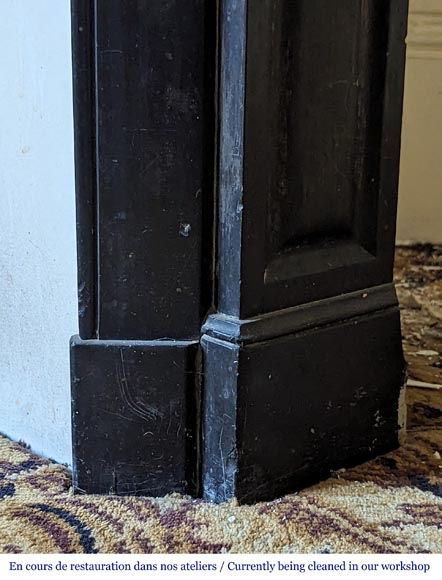Louis XV style Pompadour mantel in fine black marble from Belgium Louis XV style Pompadour mantel in fine black marble from Belgium-7