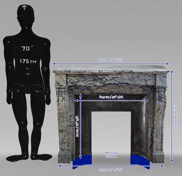 Cheminée Napoléon III à pieds en console en marbre Bleu Fleury Cheminée Napoléon III à pieds en console en marbre Bleu Fleury-9