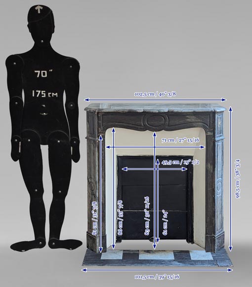 Louis XV style Pompadour mantel in Campan marble Louis XV style Pompadour mantel in Campan marble-10