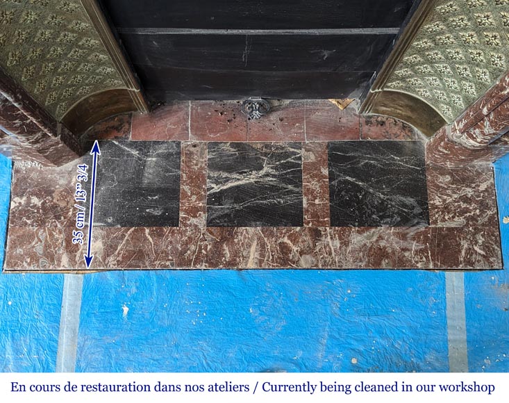 Louis XIV style mantel in Rouge du Nord marble with brass insert Louis XIV style mantel in Rouge du Nord marble with brass insert-9