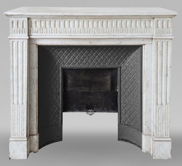 Louis XVI style mantel with Carrara marble jambs Louis XVI style mantel with Carrara marble jambs-0